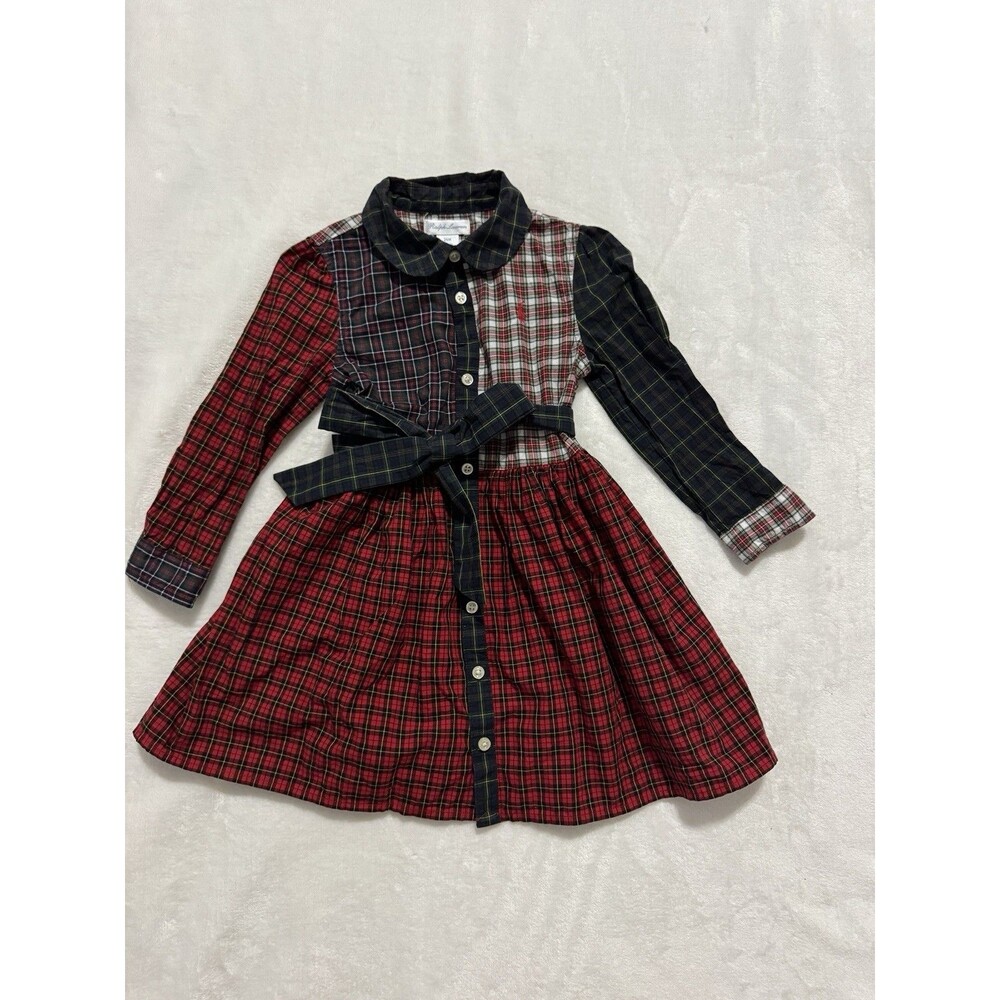 Ralph Lauren Patchwork Tartan Plaid Poplin Shirtdress 24 months Christmas Dress
